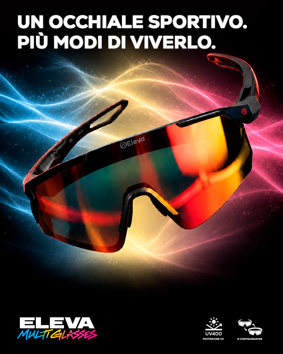 Eleva Shift Occhiali Sportivi 2-in-1 UV400 | Ciclismo, Running, Snow
