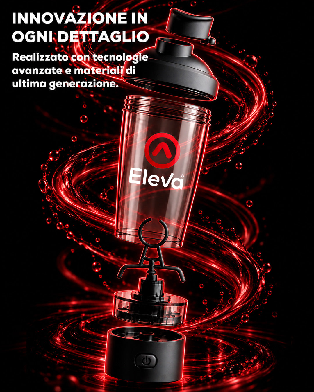 Eleva Shaker Elettrico 450ml per Proteine, Creatina e Frullati Proteici | Ricaricabile USB